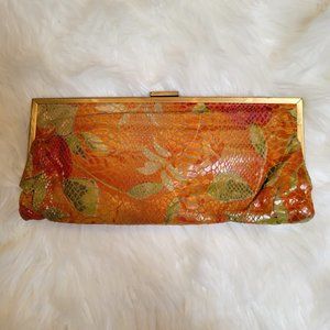 Vintage Hobo Clutch with Vibrant Floral Snakeskin Pattern